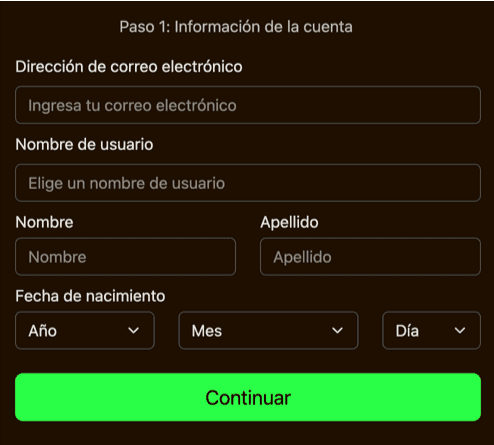 REGISTRO Golden Lady casino